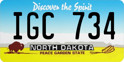 ND license plate IGC734
