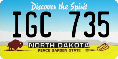 ND license plate IGC735
