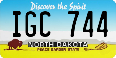 ND license plate IGC744