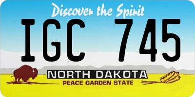 ND license plate IGC745