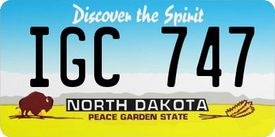 ND license plate IGC747