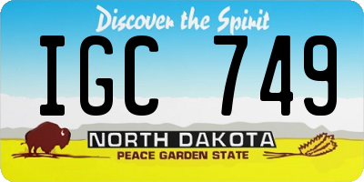 ND license plate IGC749