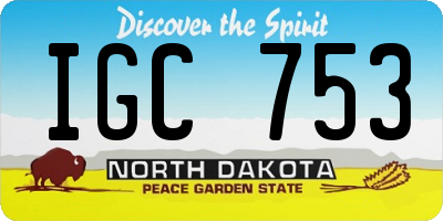 ND license plate IGC753