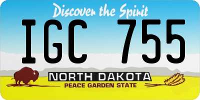 ND license plate IGC755