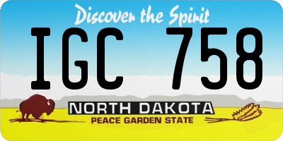 ND license plate IGC758