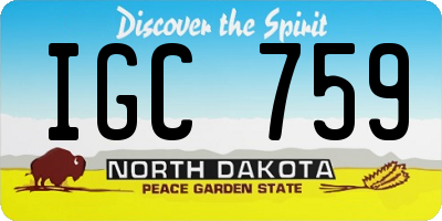 ND license plate IGC759