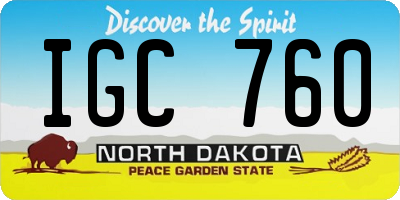 ND license plate IGC760