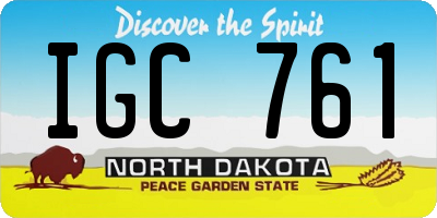 ND license plate IGC761