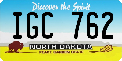 ND license plate IGC762