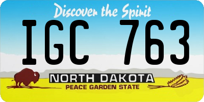 ND license plate IGC763