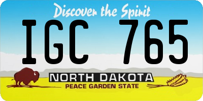 ND license plate IGC765
