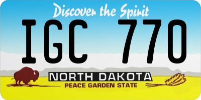ND license plate IGC770