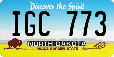 ND license plate IGC773