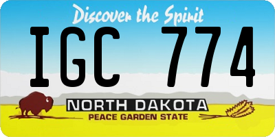 ND license plate IGC774
