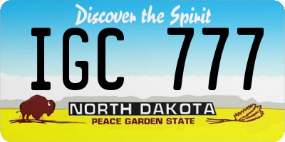 ND license plate IGC777
