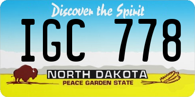 ND license plate IGC778