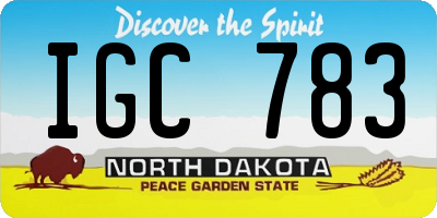 ND license plate IGC783