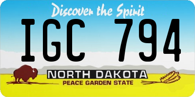 ND license plate IGC794