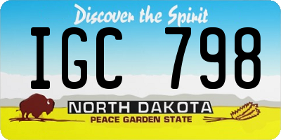 ND license plate IGC798