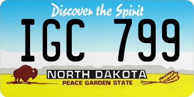 ND license plate IGC799