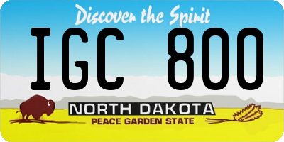 ND license plate IGC800