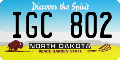 ND license plate IGC802