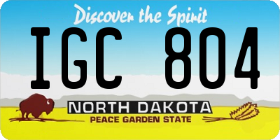 ND license plate IGC804