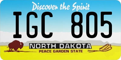 ND license plate IGC805