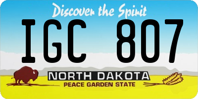 ND license plate IGC807