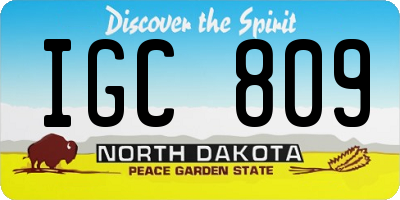 ND license plate IGC809