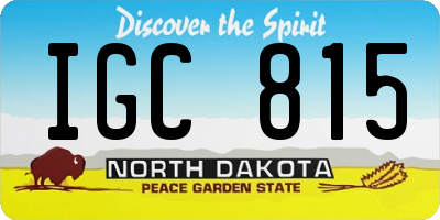 ND license plate IGC815
