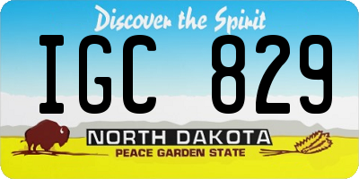 ND license plate IGC829