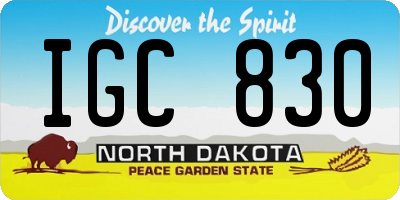 ND license plate IGC830