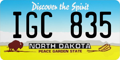ND license plate IGC835