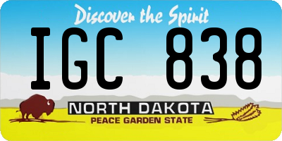 ND license plate IGC838