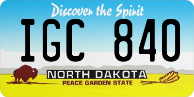 ND license plate IGC840