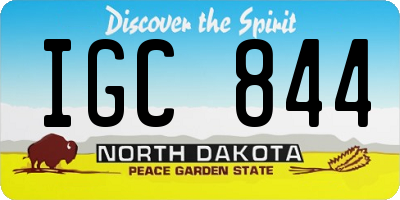 ND license plate IGC844