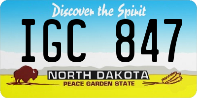 ND license plate IGC847