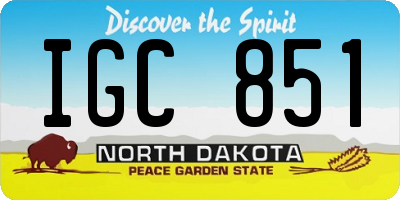 ND license plate IGC851
