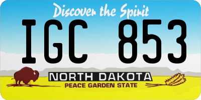 ND license plate IGC853
