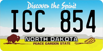 ND license plate IGC854