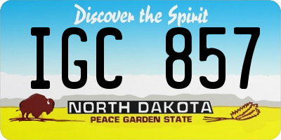 ND license plate IGC857