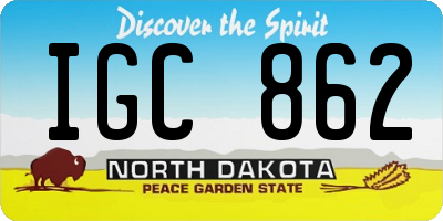ND license plate IGC862