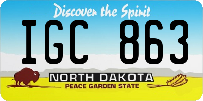 ND license plate IGC863