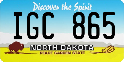 ND license plate IGC865