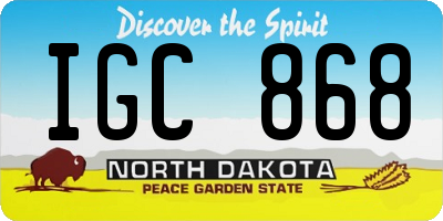 ND license plate IGC868