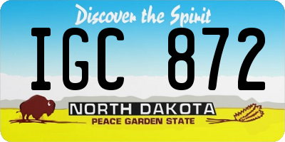 ND license plate IGC872
