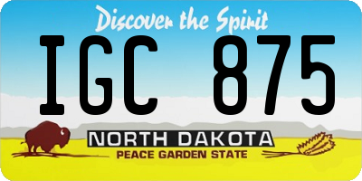 ND license plate IGC875
