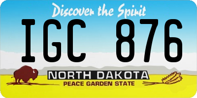 ND license plate IGC876