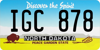 ND license plate IGC878